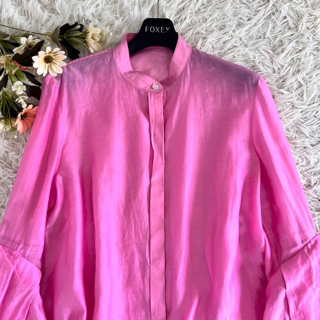 LE PHIL ルフィル シアー ローン ボリューム スリーブ ブラウス ピンク