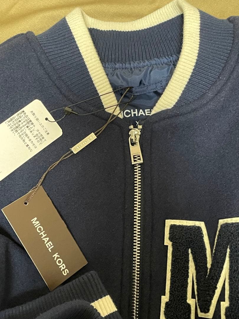 ネイビー スタジャン マイケルコース　MK刺繍ロゴ付き メンズXS/レディースM
