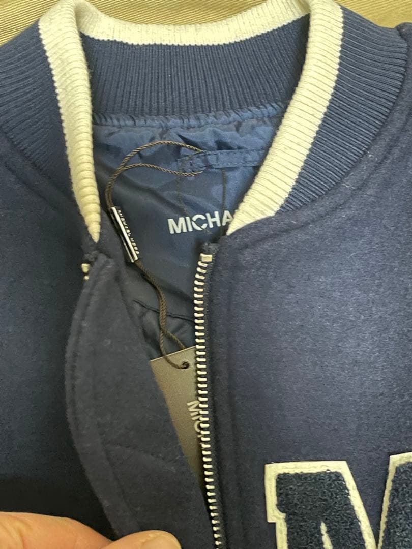 ネイビー スタジャン マイケルコース　MK刺繍ロゴ付き メンズXS/レディースM