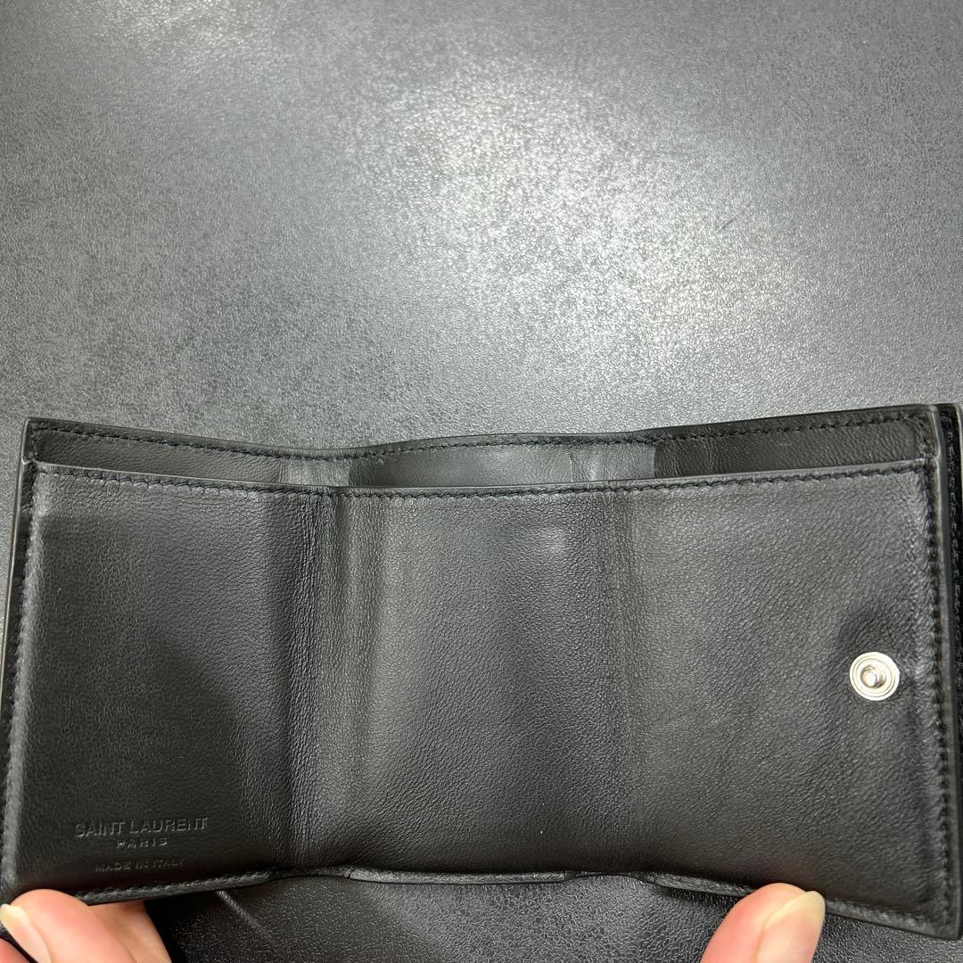 SAINT LAURENT 黒 レザー 三つ折財布