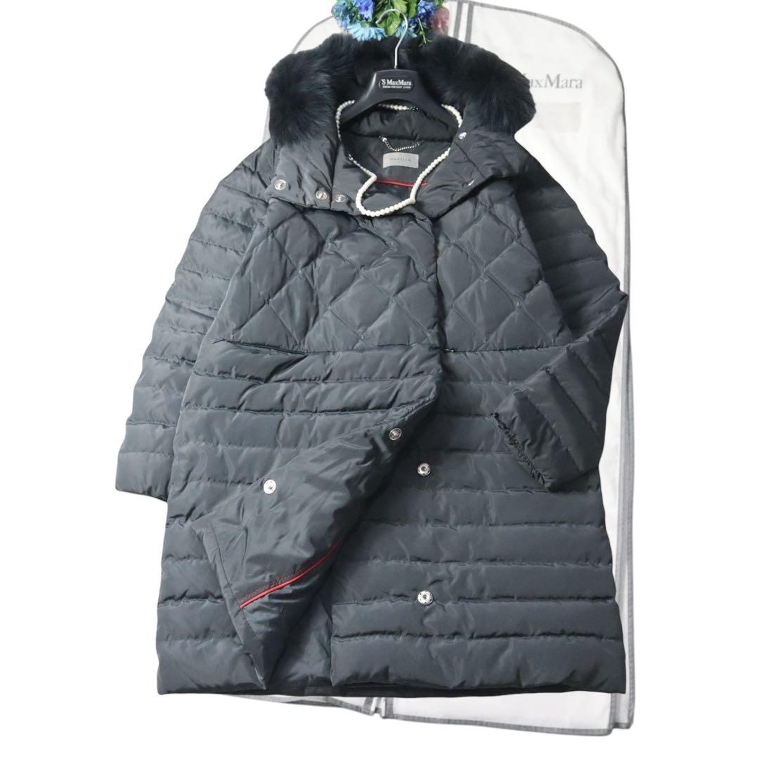 MaxMara マレーラ　軽やか軽量♪キルティングフォックスファー　ダウンコート