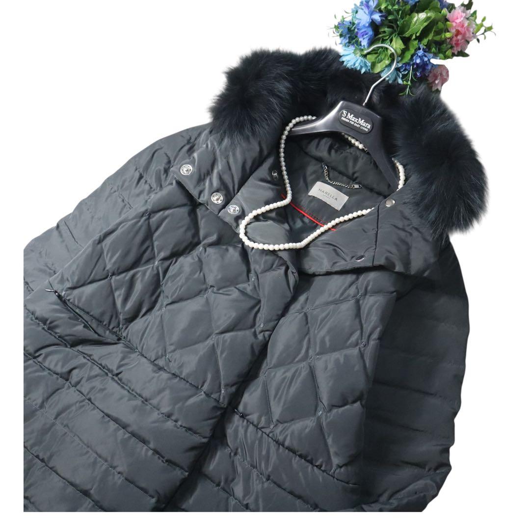 MaxMara マレーラ　軽やか軽量♪キルティングフォックスファー　ダウンコート