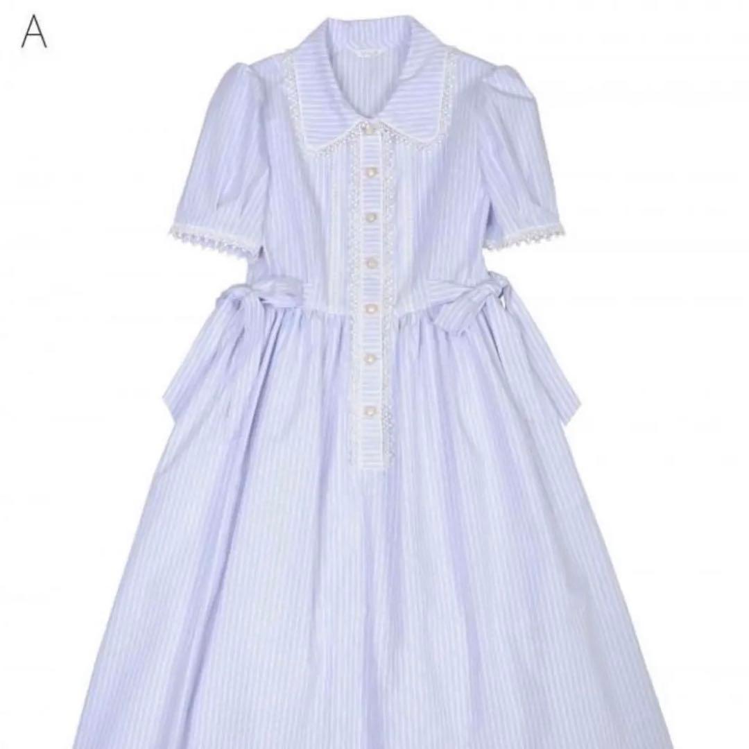 【極美品】MILK ムーンライトドレス ワンピース ミルク サックスストライプ