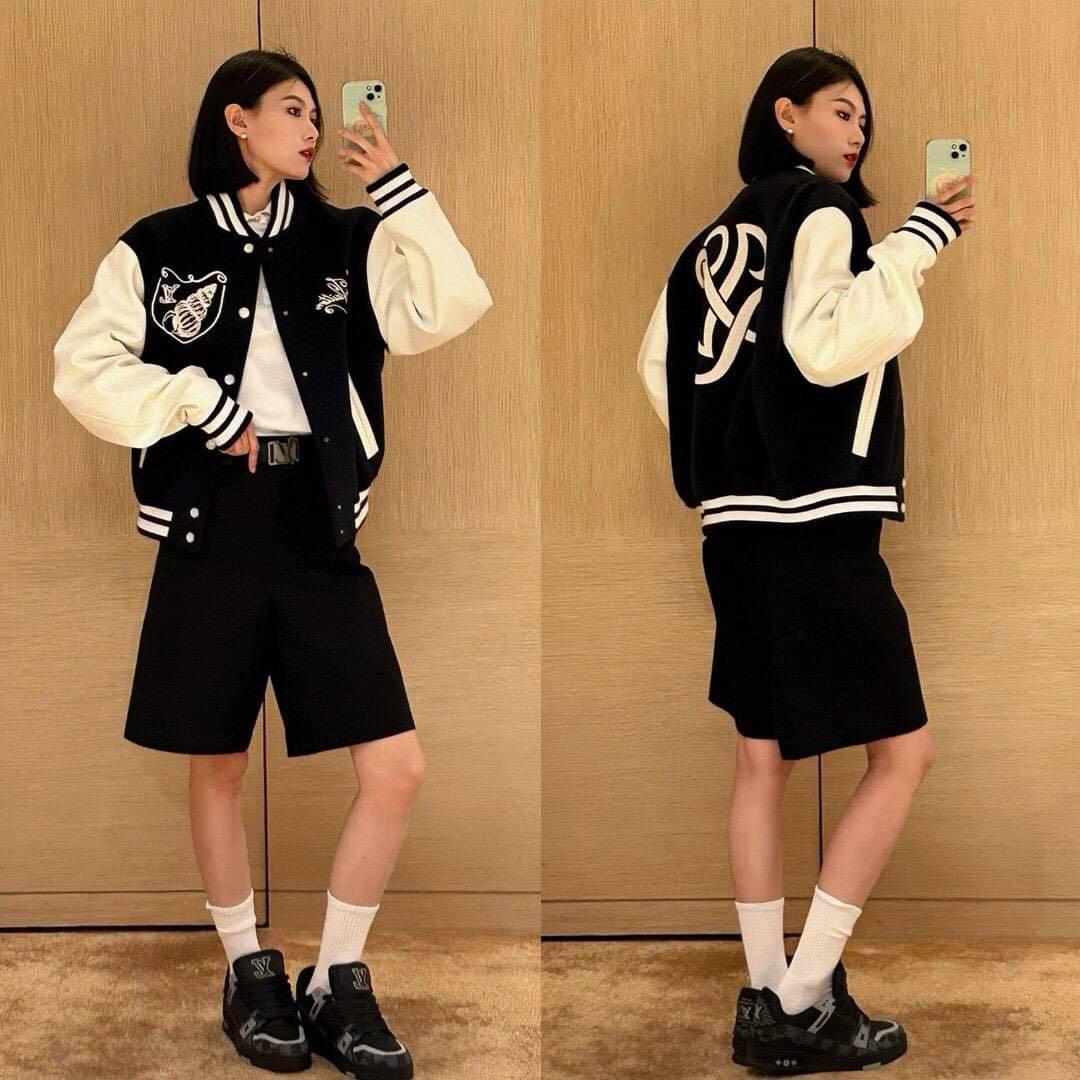 ルイヴィトン 刺繍入りネイビー/ホワイトスタジャン