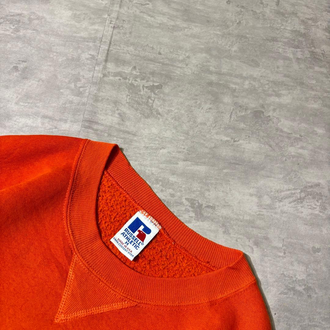 90s USA製 RUSSELL ATHLETIC 前V スウェット オレンジ