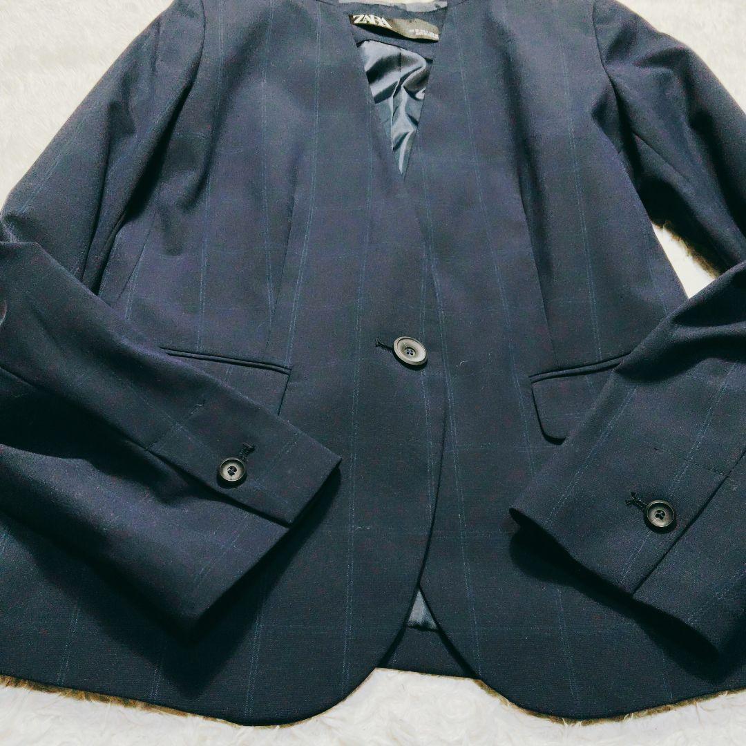 ZARA ザラ レディースセットアップ パンツスーツ ネイビー ノーカラー М