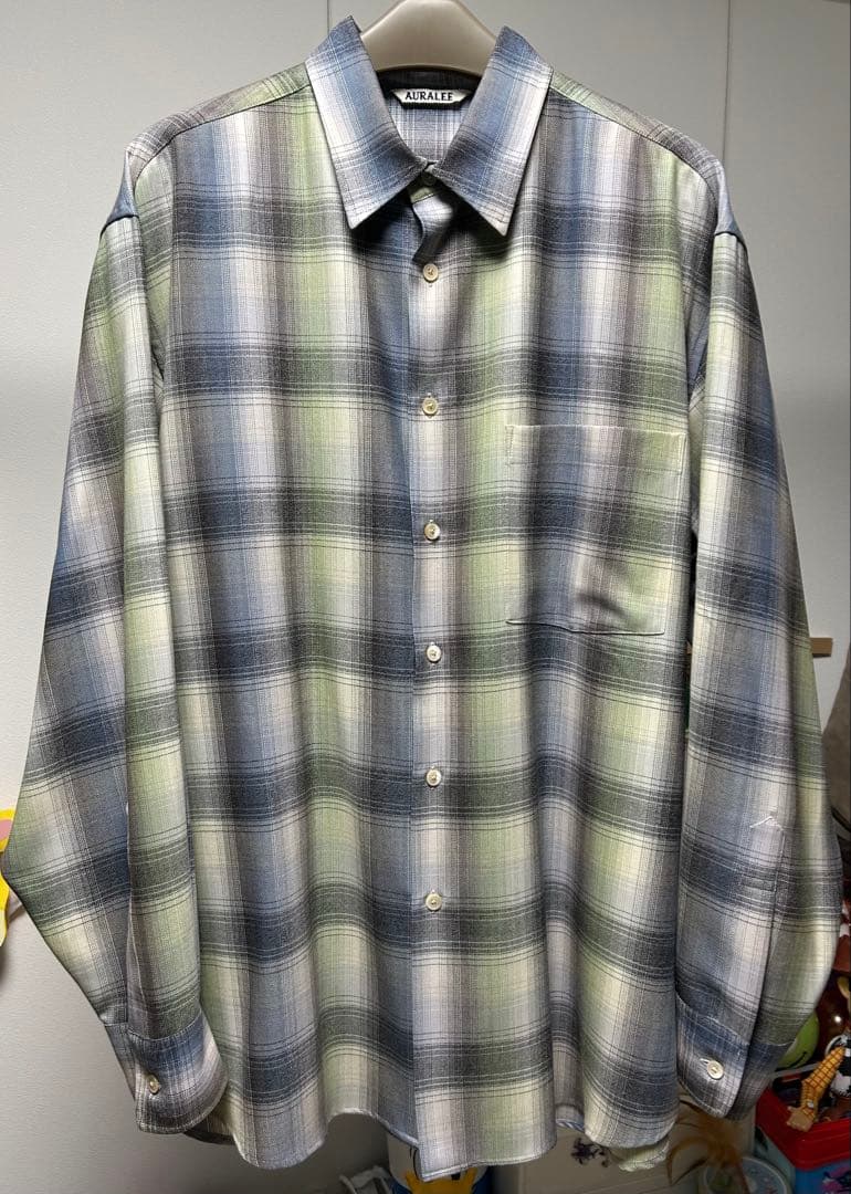 トップス AURALEE SUPER LIGHT WOOL CHECK SHIRT 4