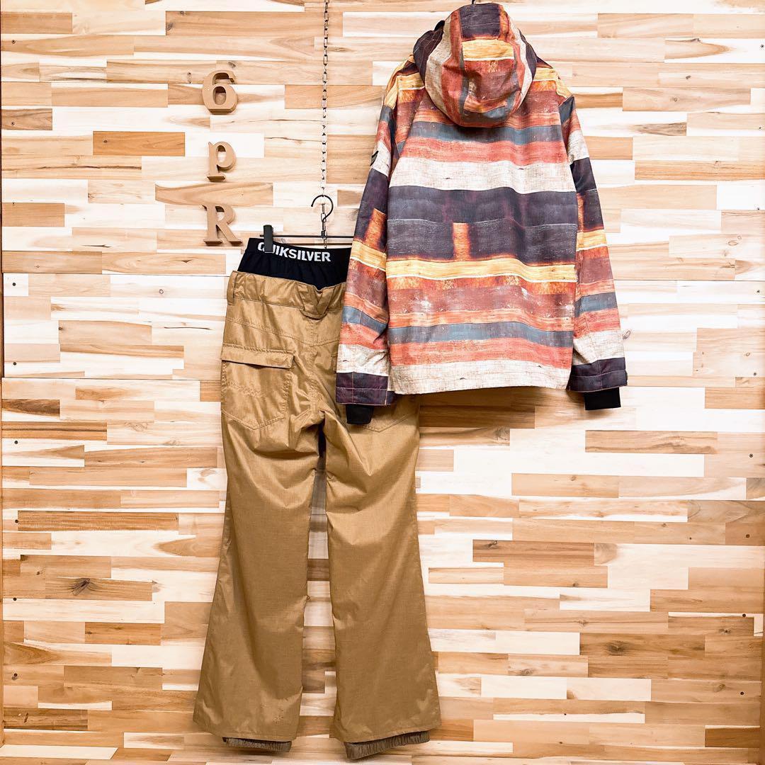 【クイックシルバー】スノボ ウェア セットアップ ジャケット パンツ S×M 茶