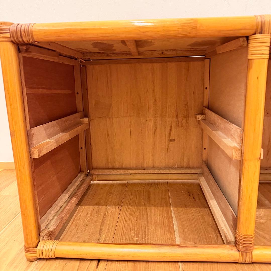 【アンティーク】籐 ラタン サイドボード チェスト ローボード 6杯 古民家