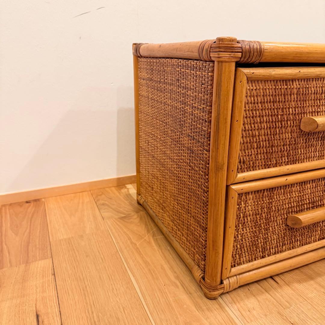 【アンティーク】籐 ラタン サイドボード チェスト ローボード 6杯 古民家