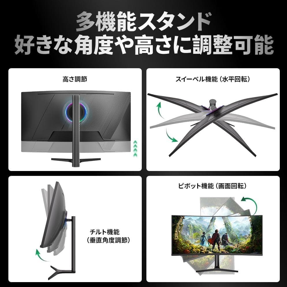 cocopar モニター 34インチ UWQHD湾曲PCモニター HG-4K34