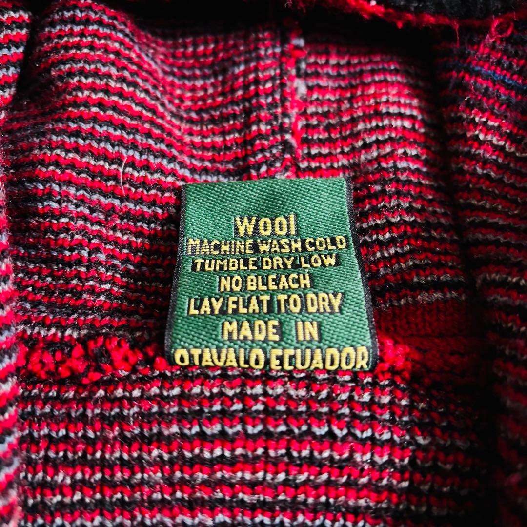 90s ヴィンテージ　エクアドルニット　ジップパーカー　総柄　イーグル　希少　L