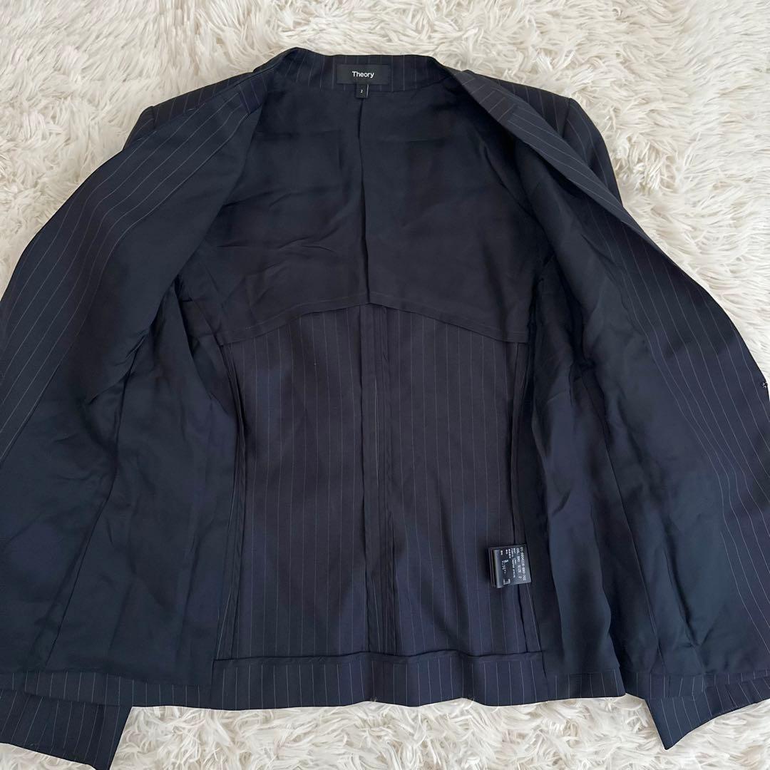 セオリー ノーカラージャケットパンツ セットアップ　LANAI 　ネイビー