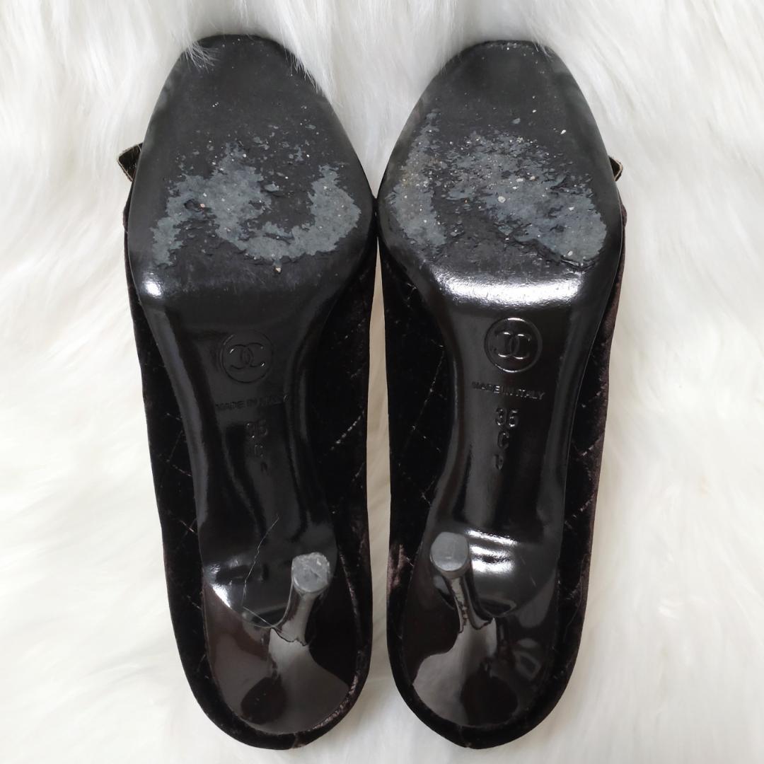 稀少美品✨️シャネル カメリア パール ベロア マトラッセ パンプス