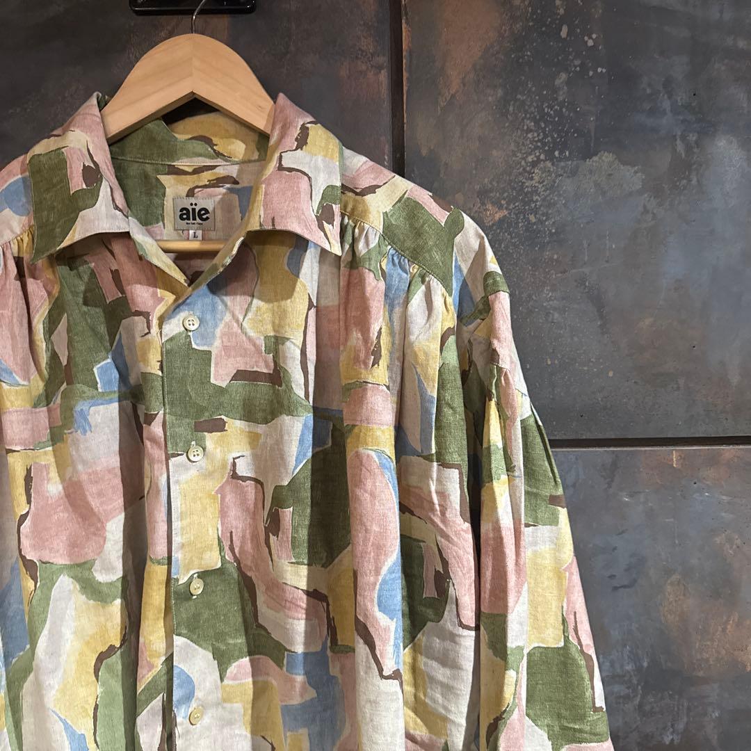 極美品　AIE ペインターシャツアブストラクト　シャツ　サイズL 25SS