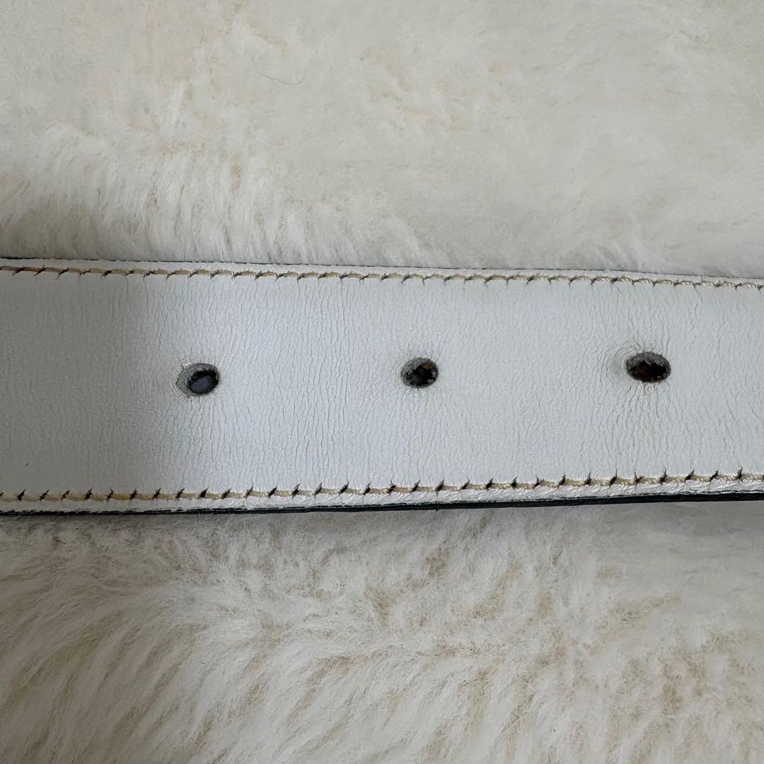 美品　グッチ　ベルト　インターロッキング　GG ネイビー　レザー　本革