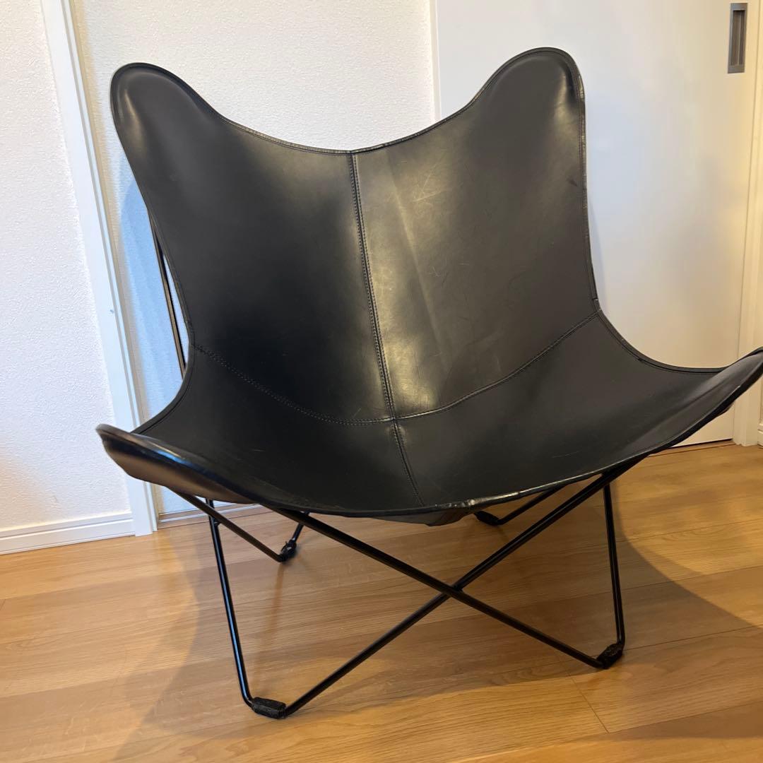 CUERO バタフライチェア　革　黒　ブラック