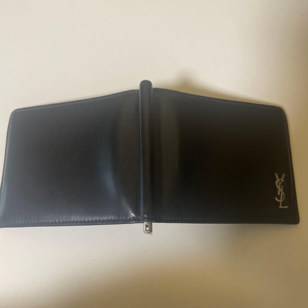 SAINT LAURENT ブラックレザー マネークリップ