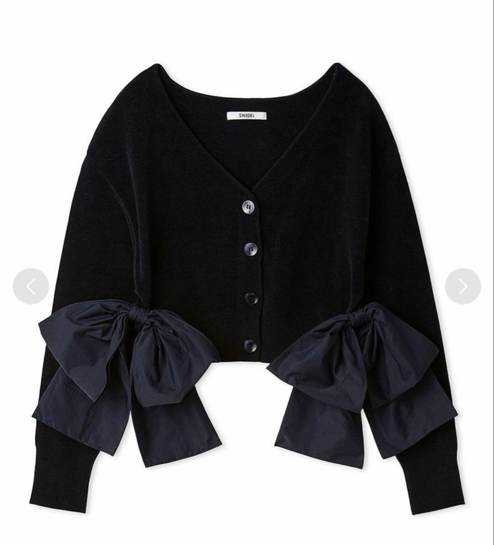 snidel リボンドッキングカーディガン