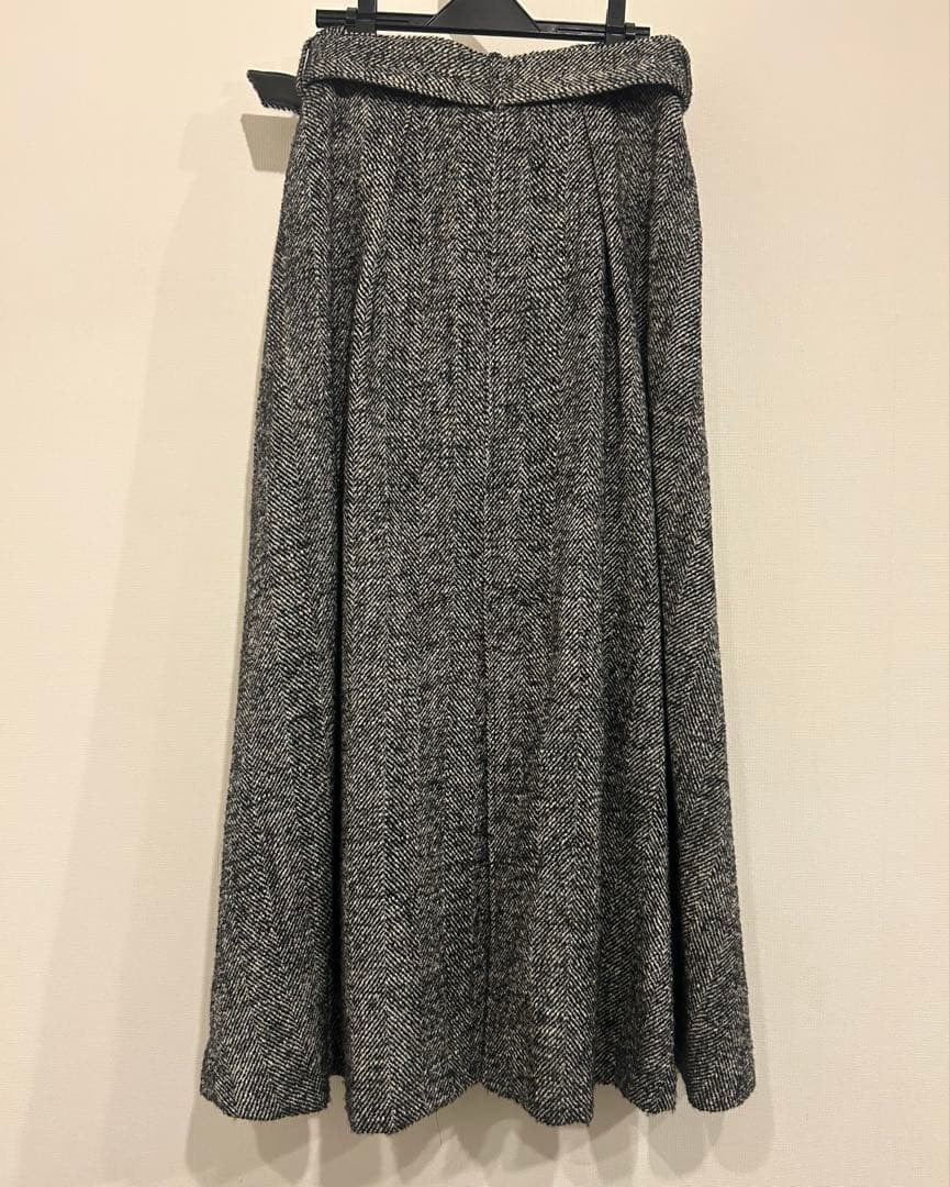 エブール ebure ヘリンボーン ダブルボタン フレアロングスカート 38
