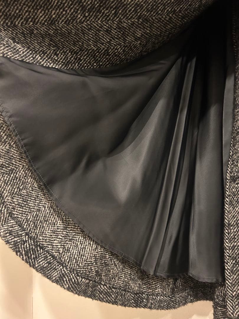 エブール ebure ヘリンボーン ダブルボタン フレアロングスカート 38