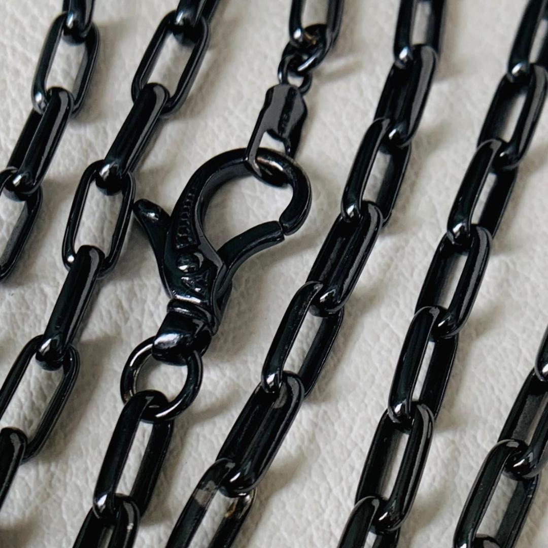 Sterling 刻印 ライオンハート 大ぶり ネックレス ブラック ロング