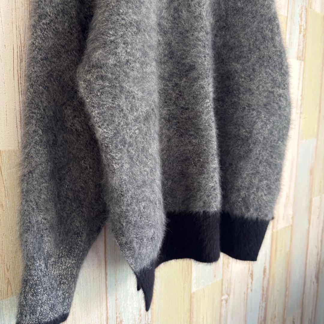 ユナイテッドアローズ フォックス混 クルーネックニット カシミヤ混 グレー系