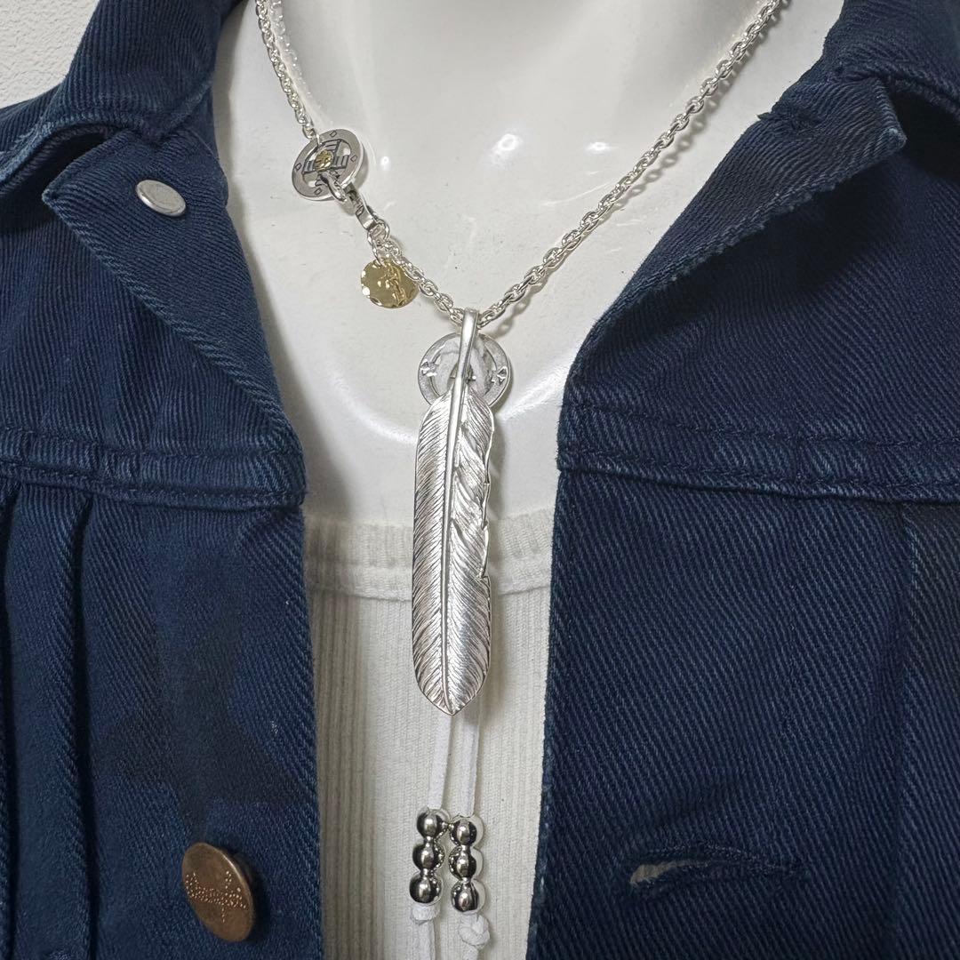 【silver925】プレーンフェザー メタル付 ネックレス
