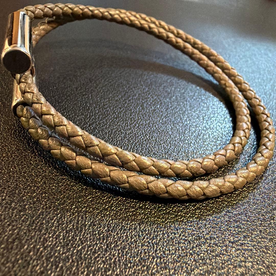 HERMES レザーブレスレット　トゥルニ　トレッセ　グレー　XL