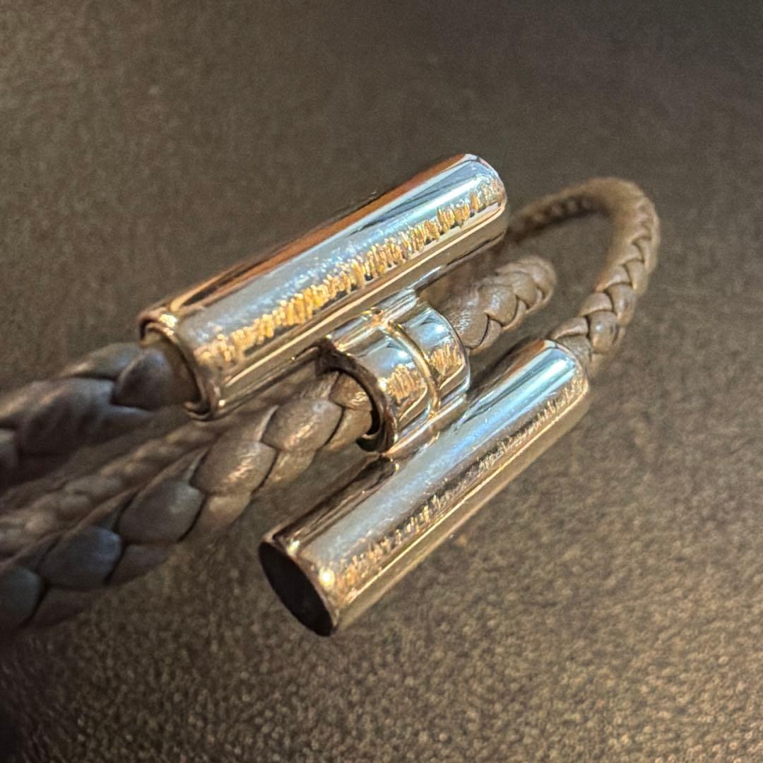 HERMES レザーブレスレット　トゥルニ　トレッセ　グレー　XL