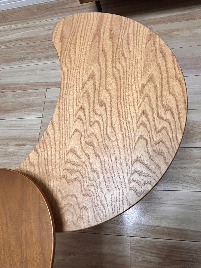 豆型木製テーブルセット（ブラウン、ベージュ）