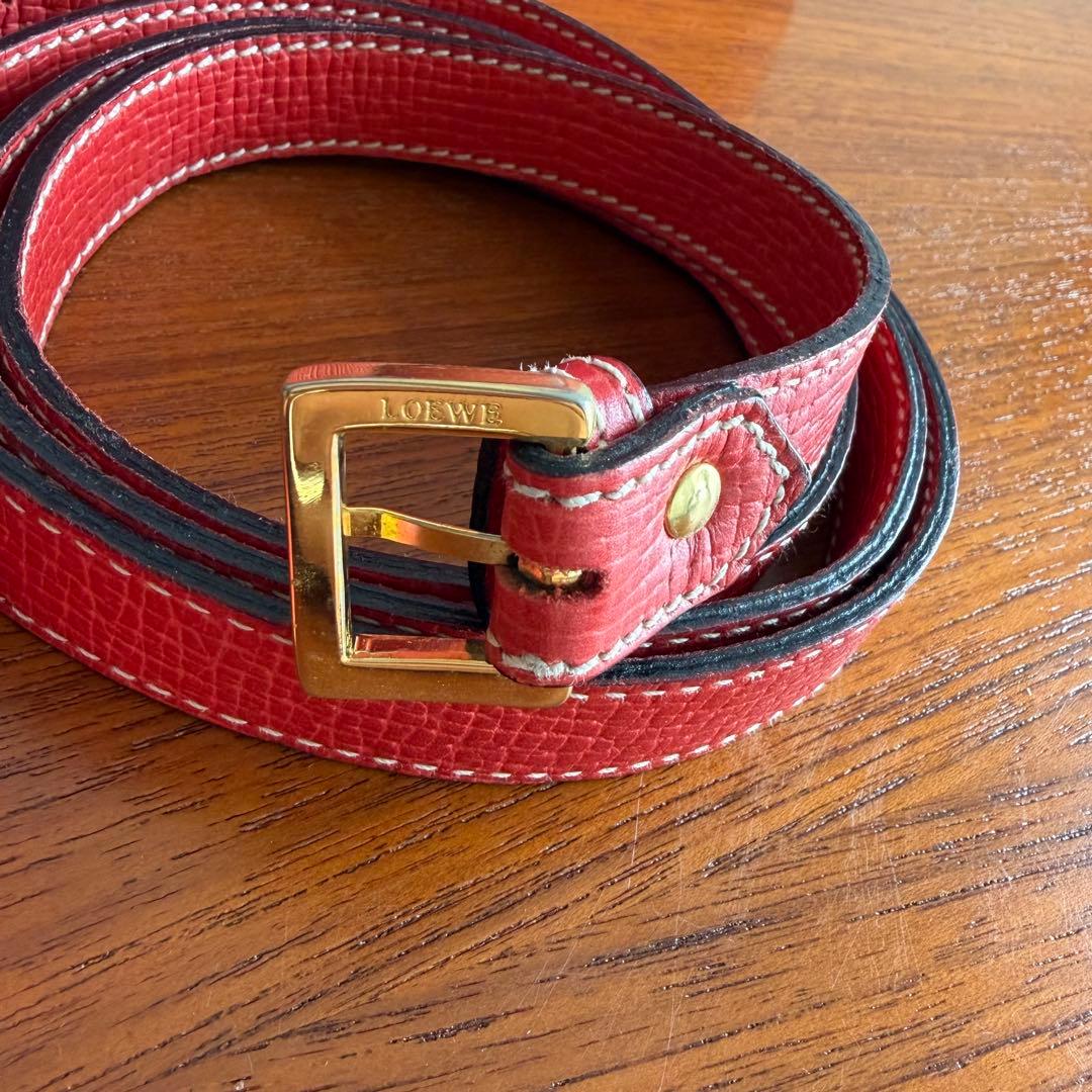 (*)様 LOEWE バルセロナ レッド スクエアハンドバッグ