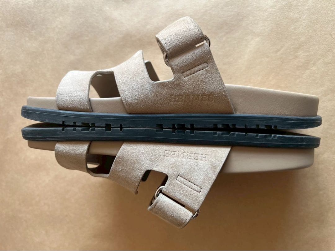 【美品】エルメス HERMES シプレ 37 サンダル ベージュ シェーヴル