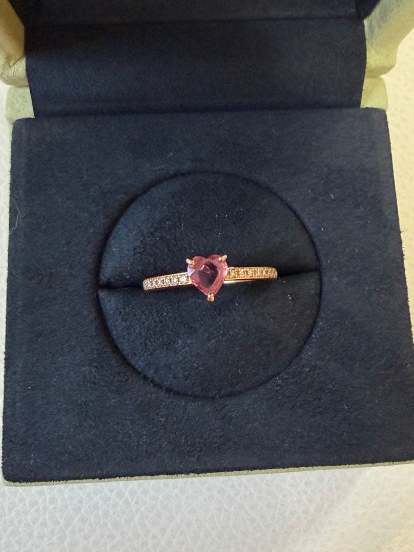 パパラチャ　サファイア　ハート　リング 12号　ハーフエタニティ