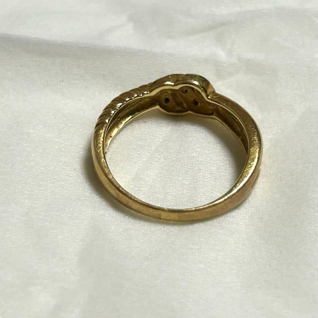 K18ゴールド ダイヤモンドリング　ノットデザイン 結び目　ジュエリーマキ