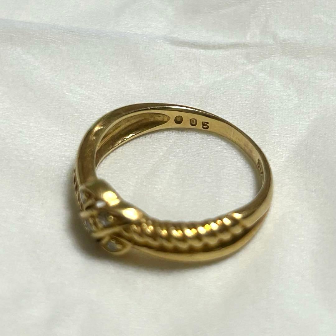 K18ゴールド ダイヤモンドリング　ノットデザイン 結び目　ジュエリーマキ