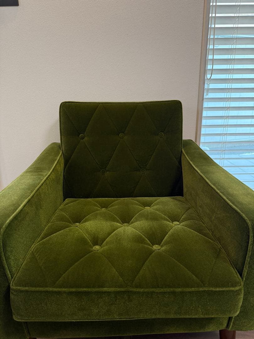 カリモク60 ロビーチェア ワンシーター モケットグリーン