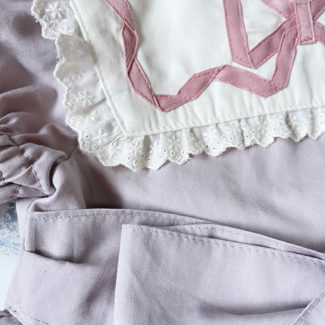 ハンドメイド♡90cmラベンダーフリルたっぷりセーラーワンピースリボン