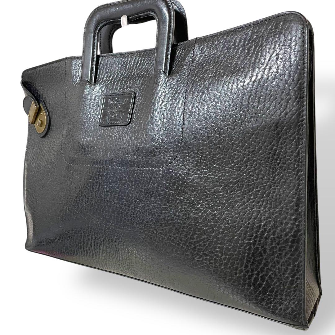 美品 バーバリー A4収納 ビジネスバッグ ブリーフケース レザー 鍵付き