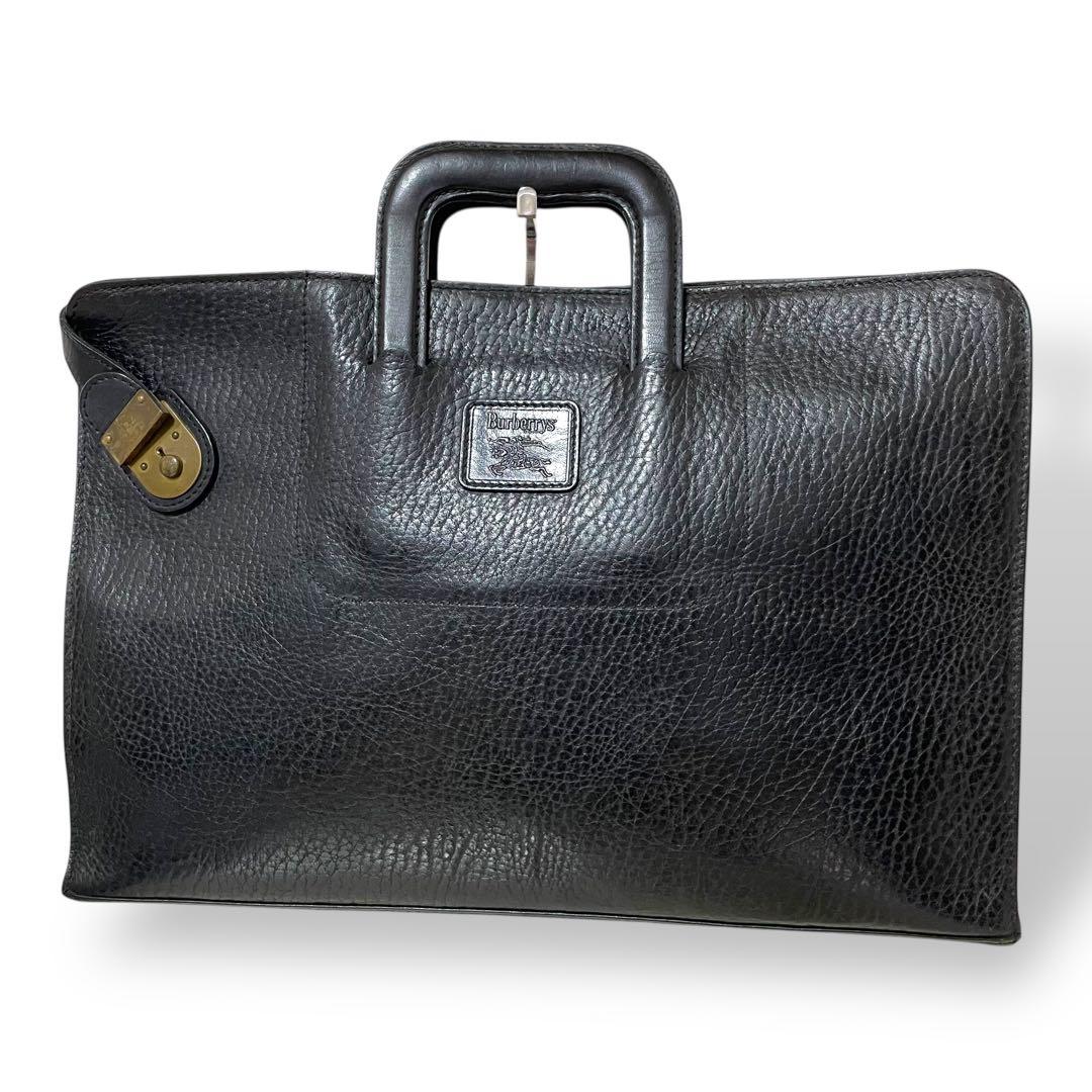 美品 バーバリー A4収納 ビジネスバッグ ブリーフケース レザー 鍵付き