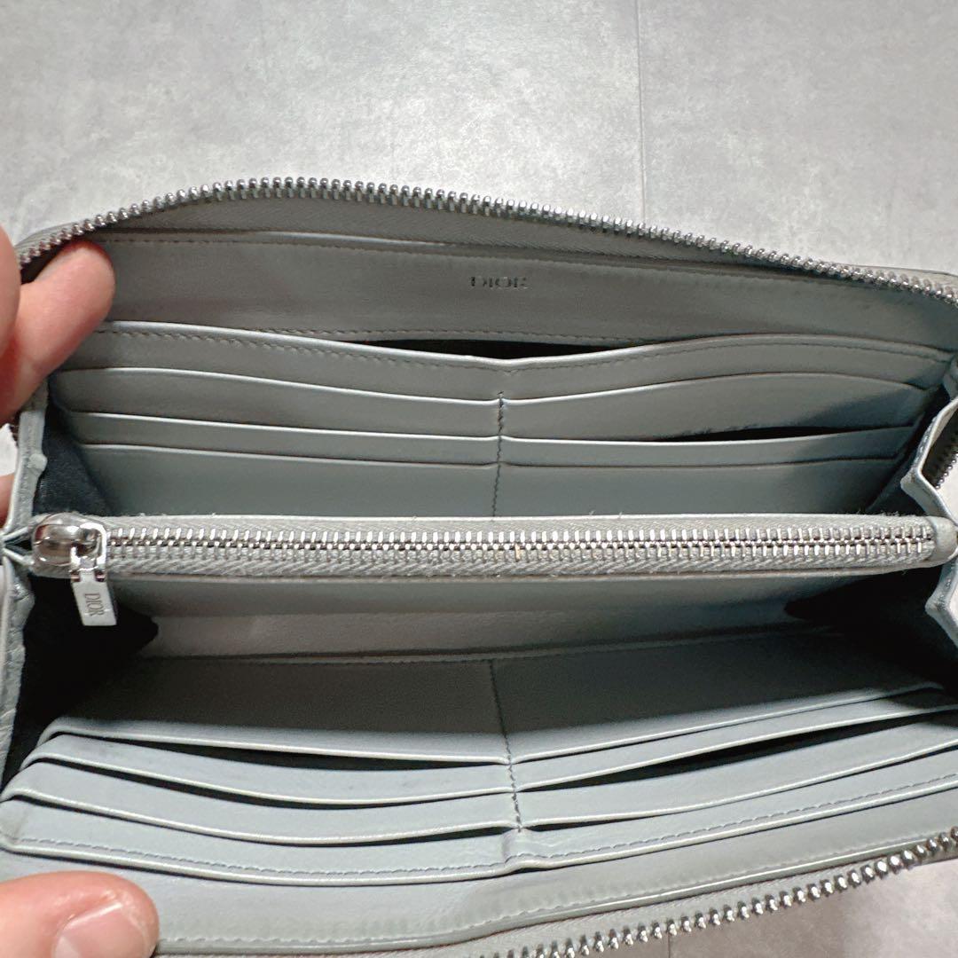 Dior ディオール ラウンドジップ 長財布 グレー トロッター ウォレット