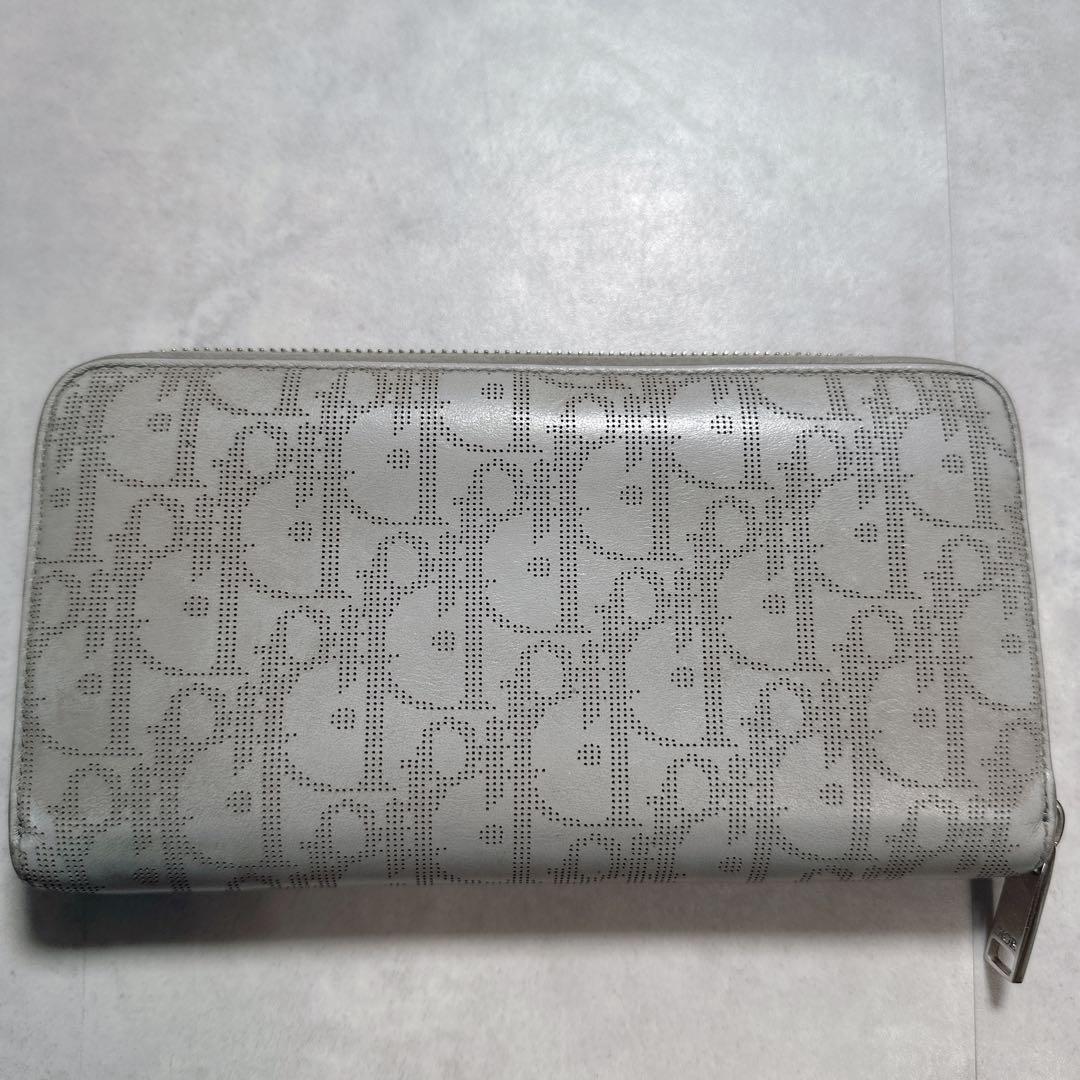 Dior ディオール ラウンドジップ 長財布 グレー トロッター ウォレット