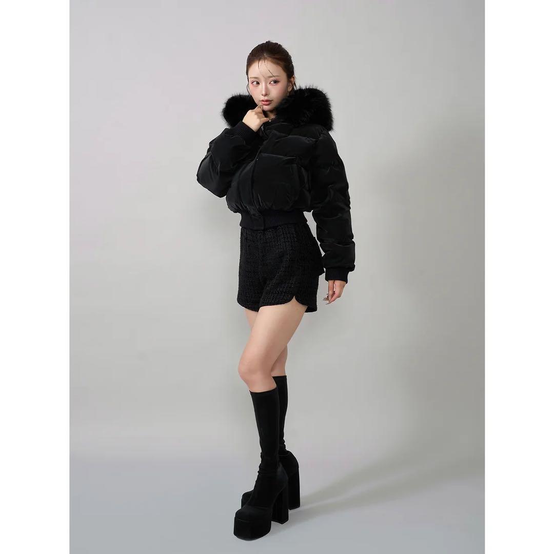 新品タグ付 ダーリッチ レディショートダウンジャケット ブラック フリー