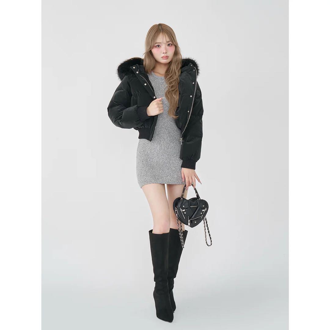 新品タグ付 ダーリッチ レディショートダウンジャケット ブラック フリー