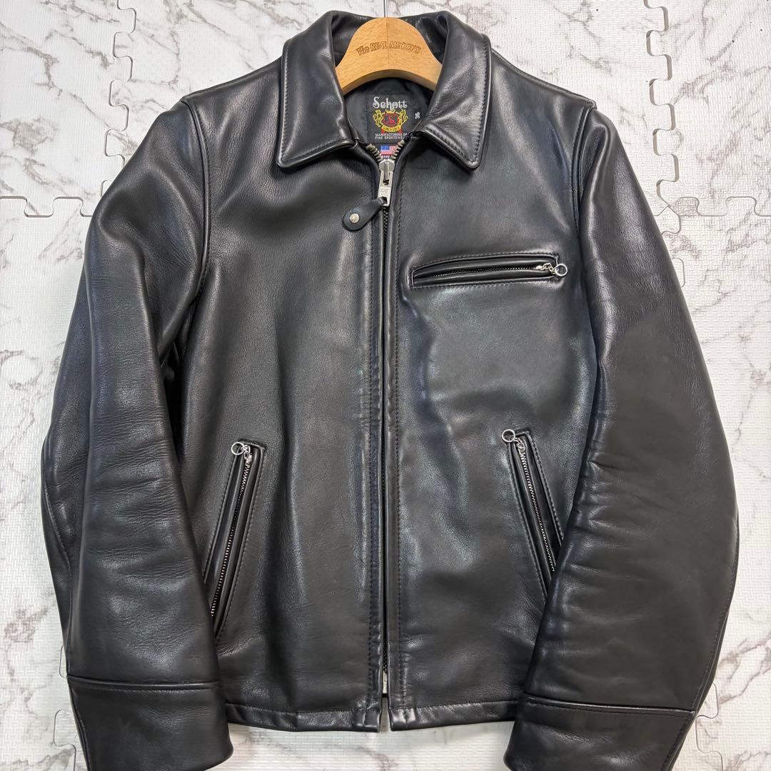 schott トラッカージャケット 103US 36size 黒 牛革 レザー