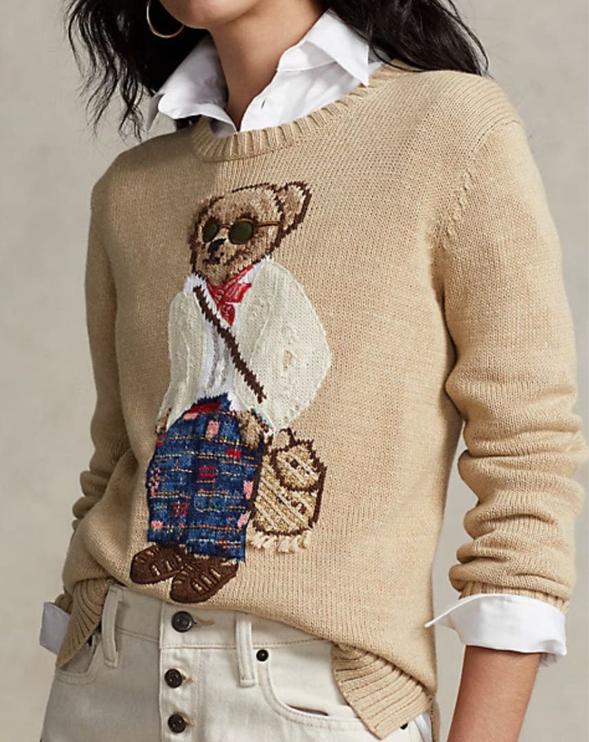 【美品】ポロラルフローレン 現行 ポロベア コットンセーター S ベージュ