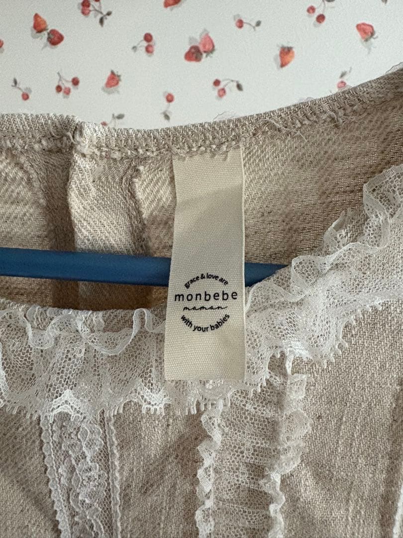 monbebe リネン レース付き ワンピース　親子セット