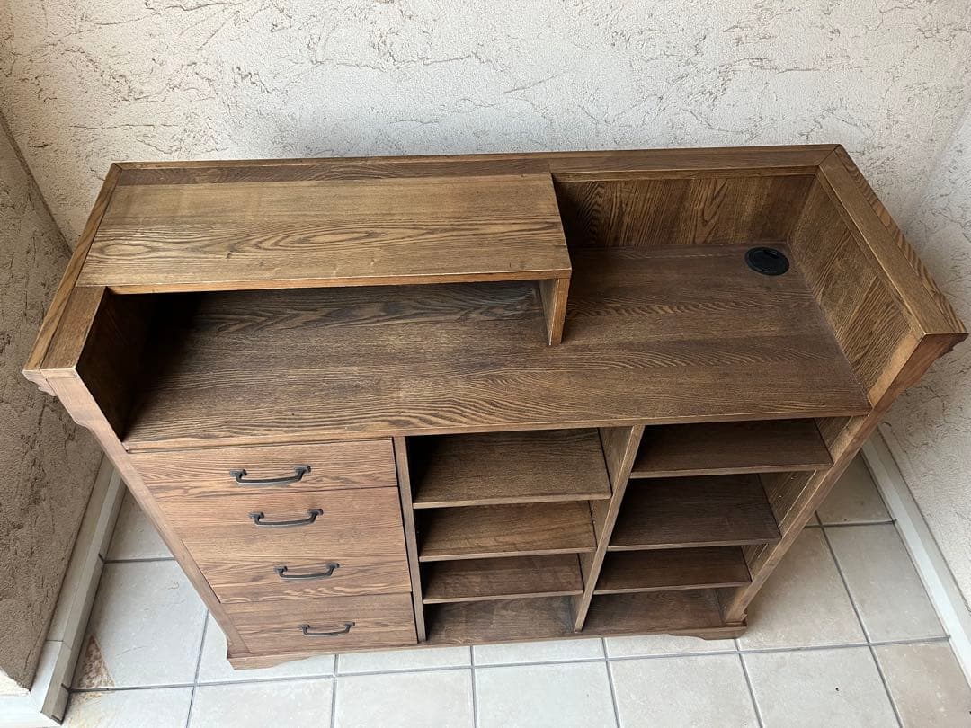 木製カウンターテーブル 引き出し付き