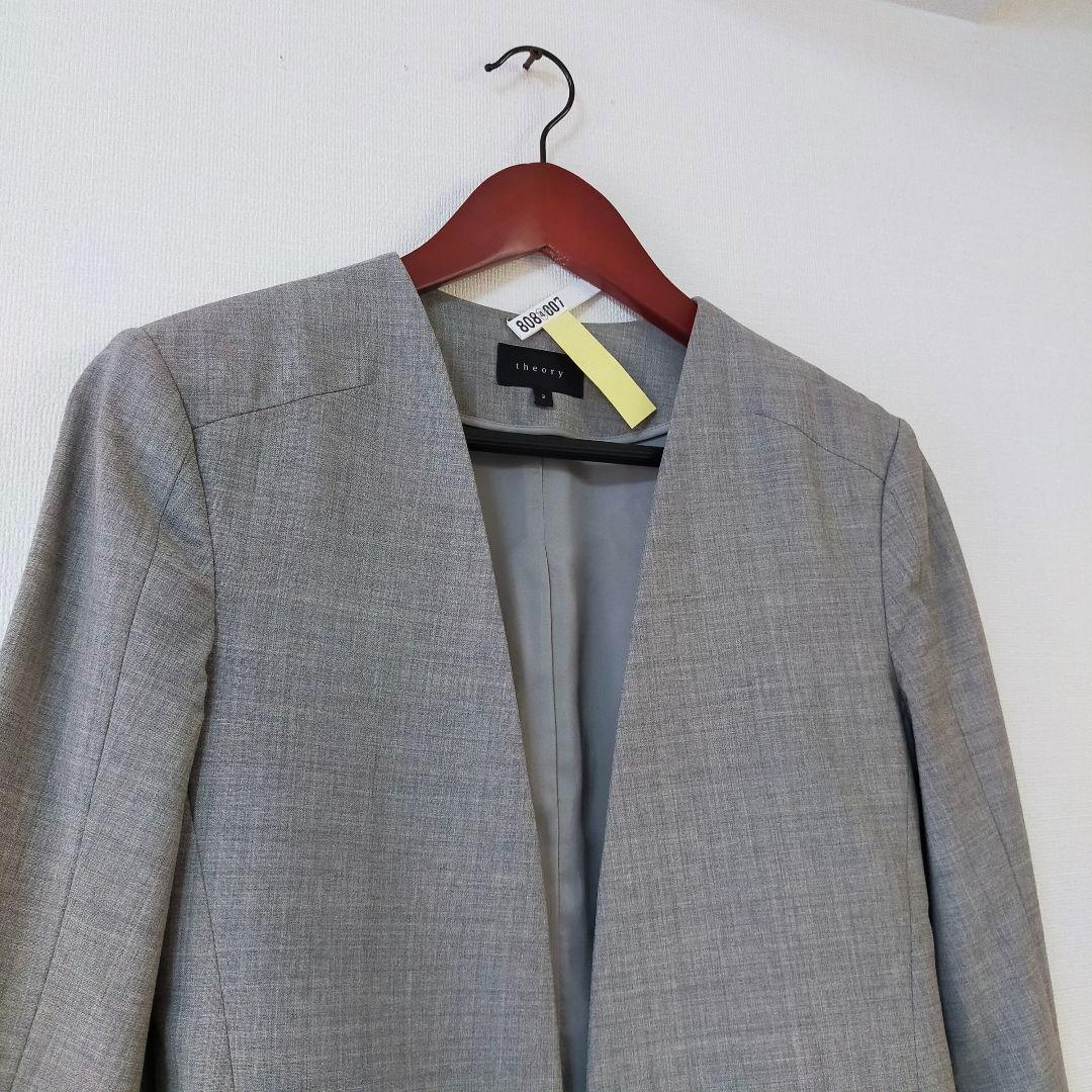 現行タグ　theory　ノーカラー　パンツスーツ　セットアップ