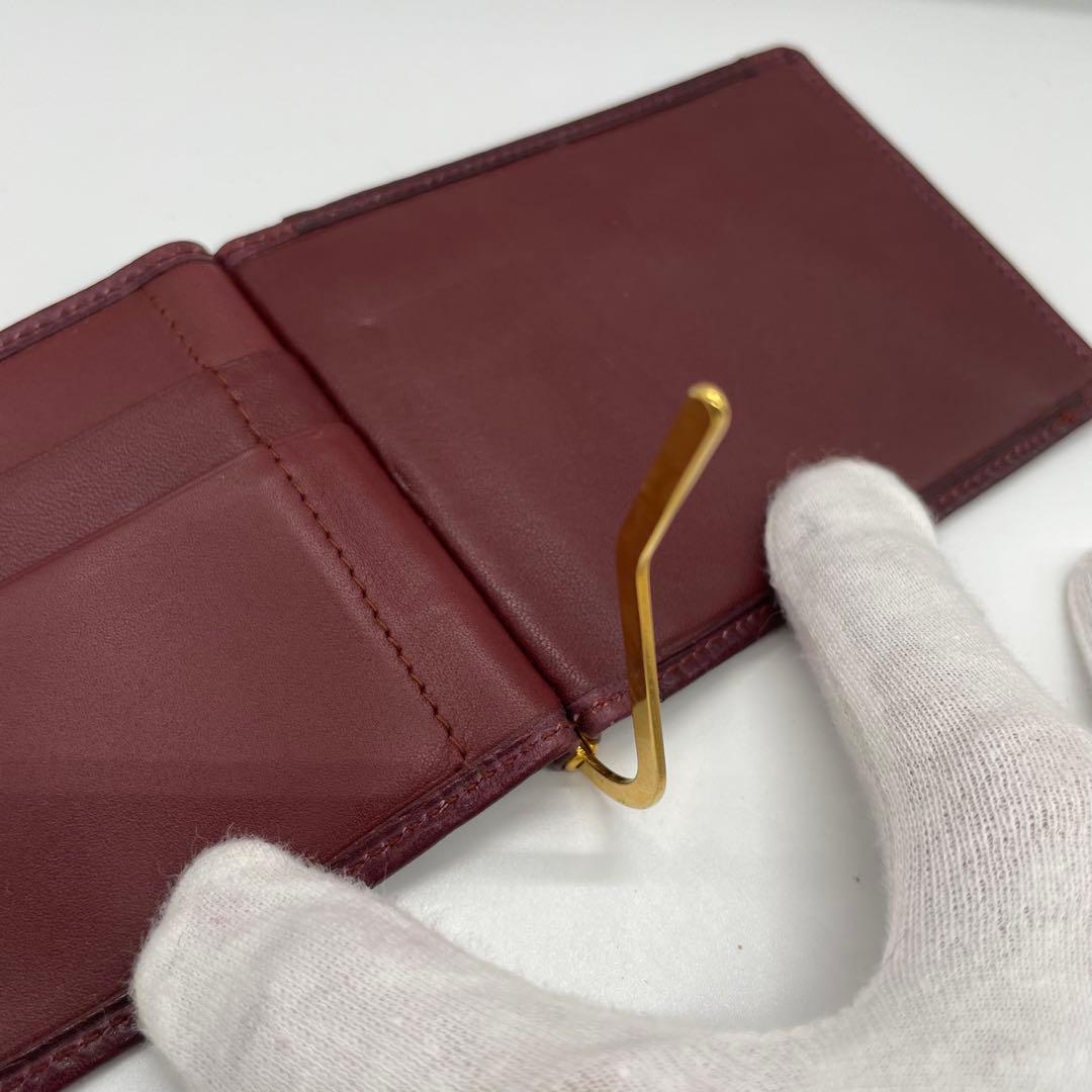 【美品】 Cartier カルティエ マネークリップ付き 折り財布